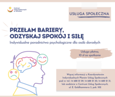 Plakat usługi społecznej „Przełam bariery, odzyskaj spokój i siłę”